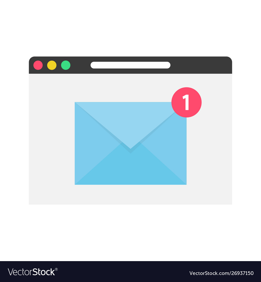 New email on computer screen e-mail envelope vector image New email on computer screen e-mail envelope