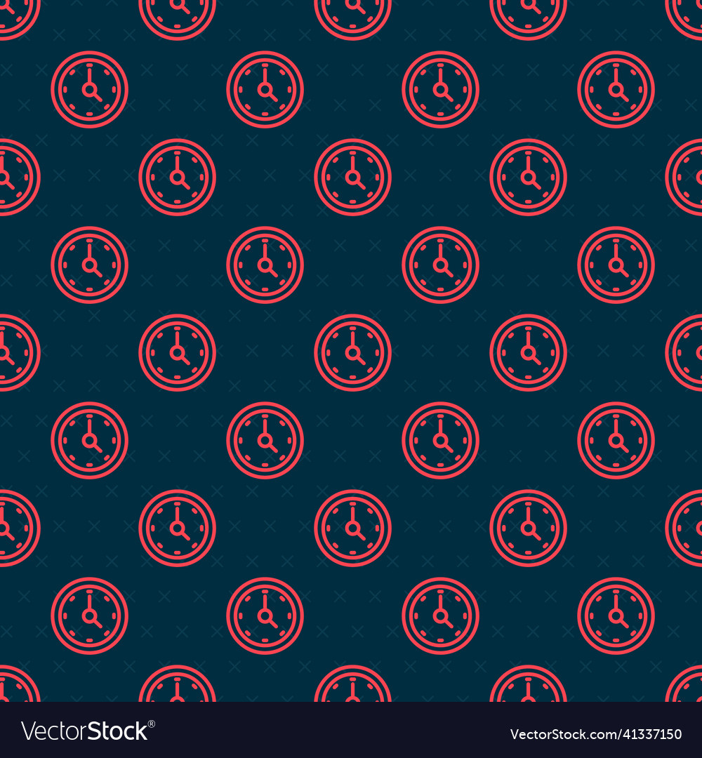 Red line clock icon isolated seamless pattern Vector Image Red line clock icon isolated seamless pattern