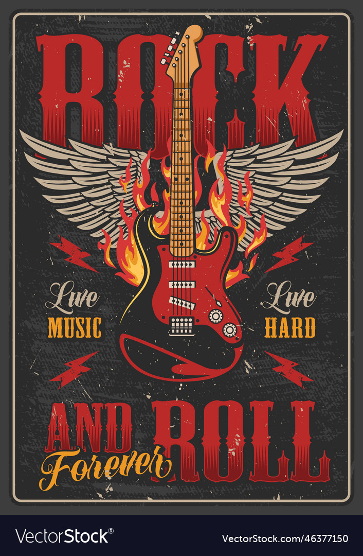 Rock and roll colorful poster Royalty Free Vector Image