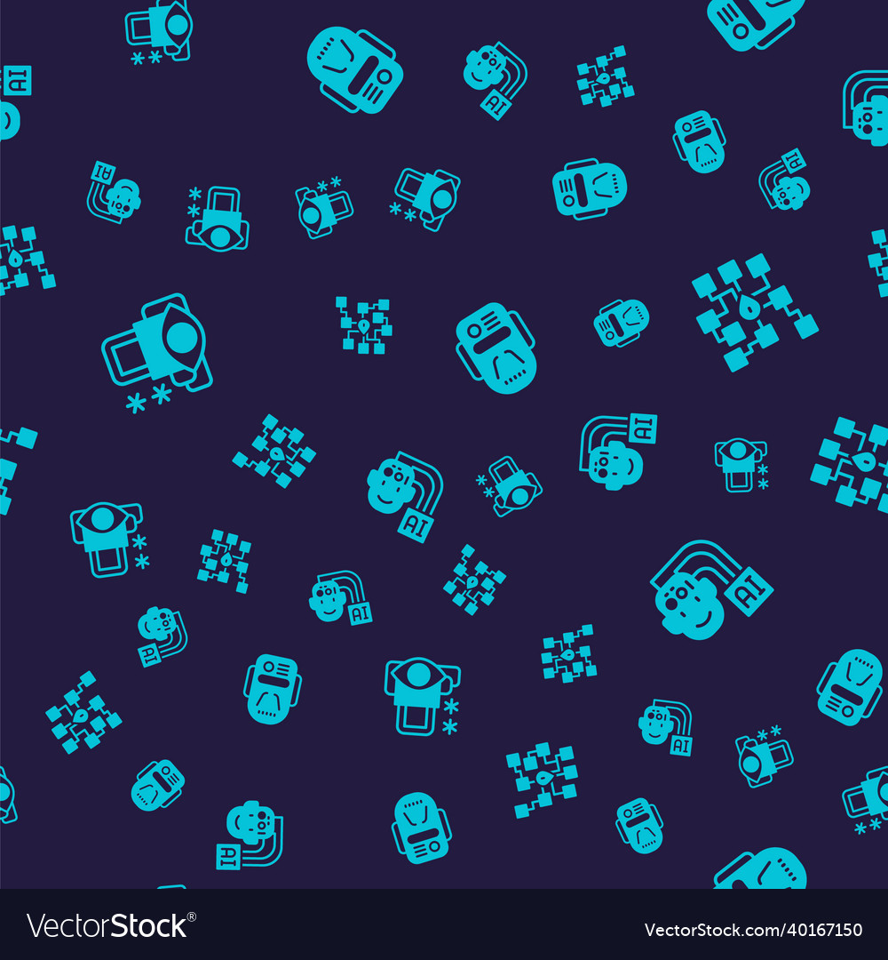 Set cyber security neural network artificial vector image Set cyber security neural network artificial