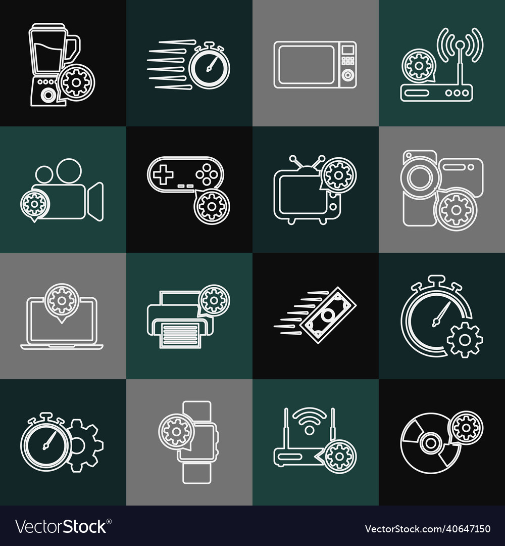 Set line cd or dvd disk setting time management vector image Set line cd or dvd disk setting time management