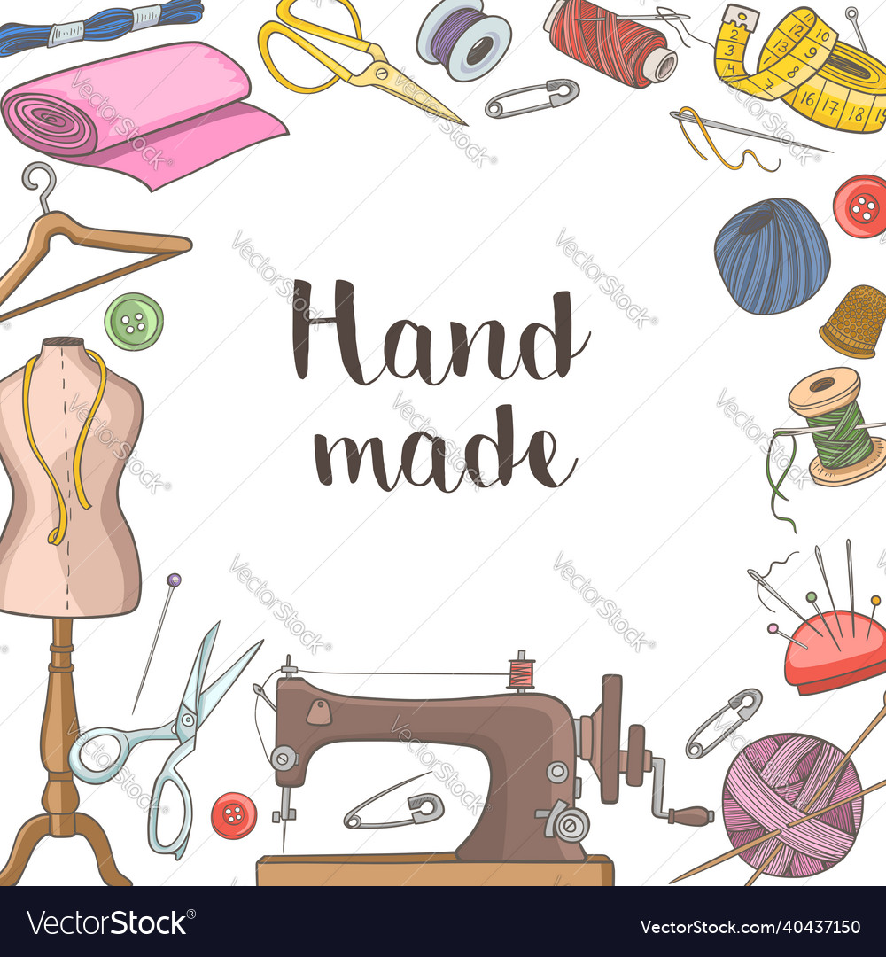 Sewing and needlework tools and accessories Vector Image