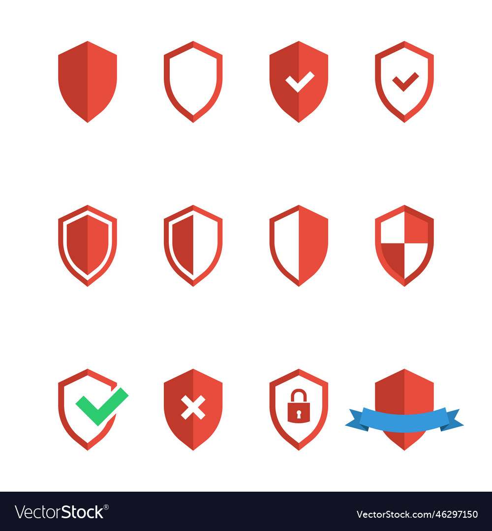 Shield Icon Set On White Background Royalty Free Vector