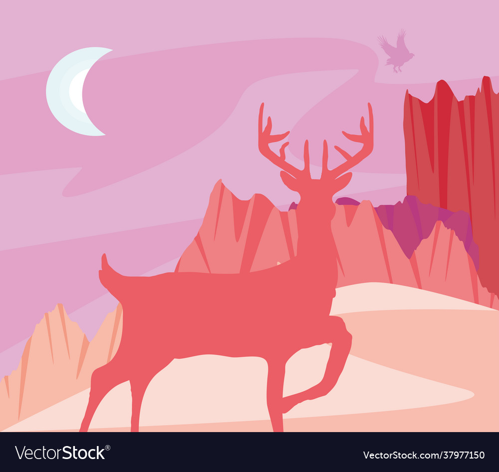 silhouette-deer-night-scene-royalty-free-vector-image