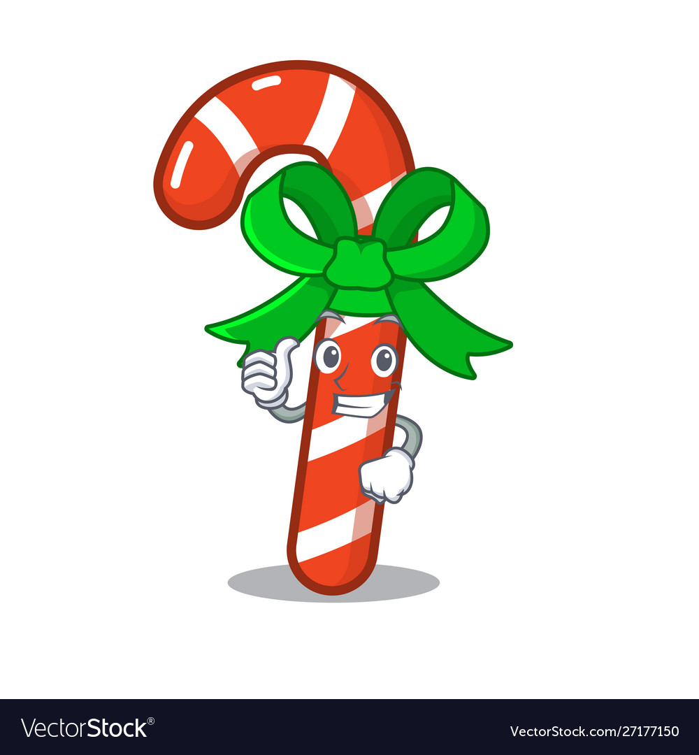 Thumbs up candy cane isolated in character