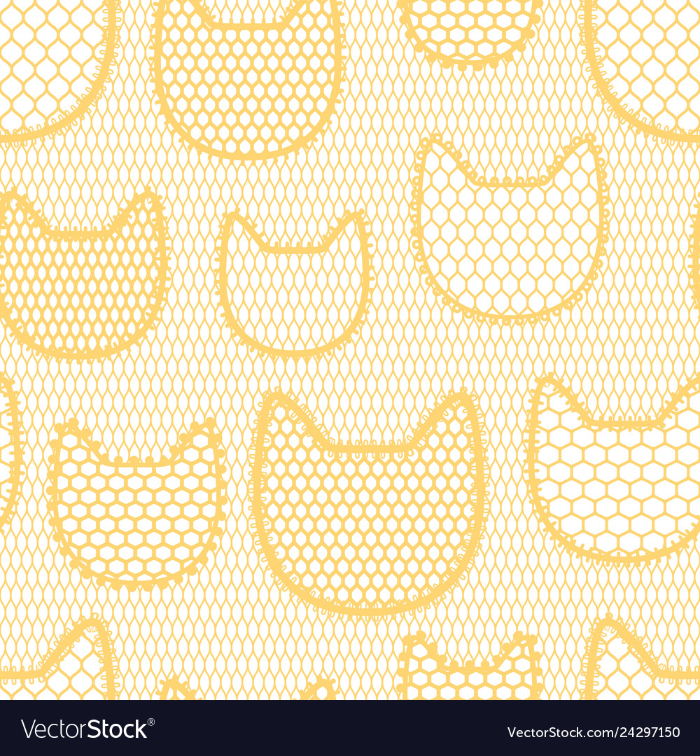 Vintage Lace Cat Pattern Textile