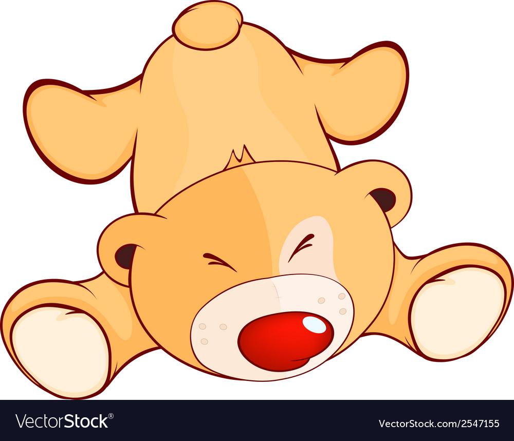 A fallen stuffed toy bear cub cartoon