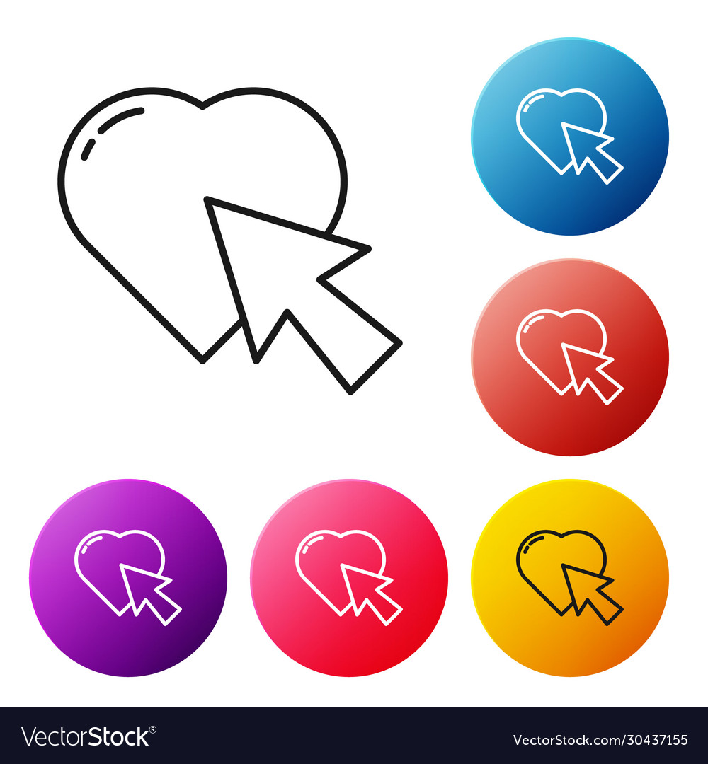 Black line heart and cursor click icon isolated Vector Image Black line heart and cursor click icon isolated
