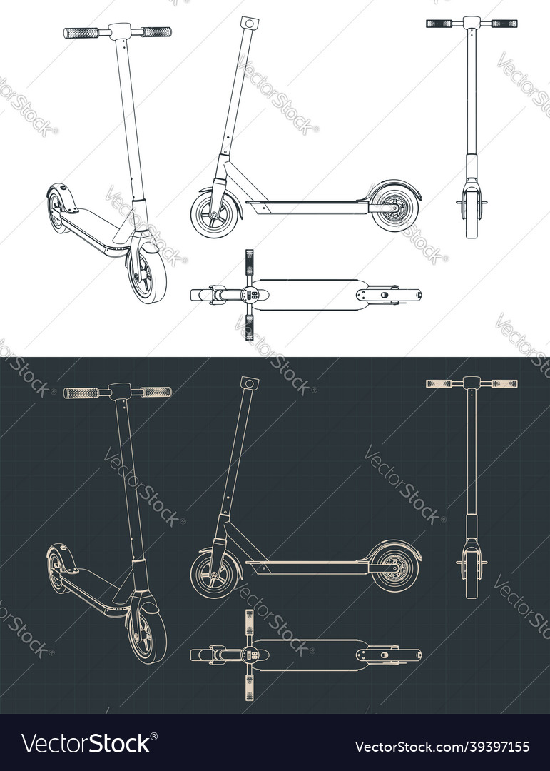 Electric scooter blueprints Royalty Free Vector Image