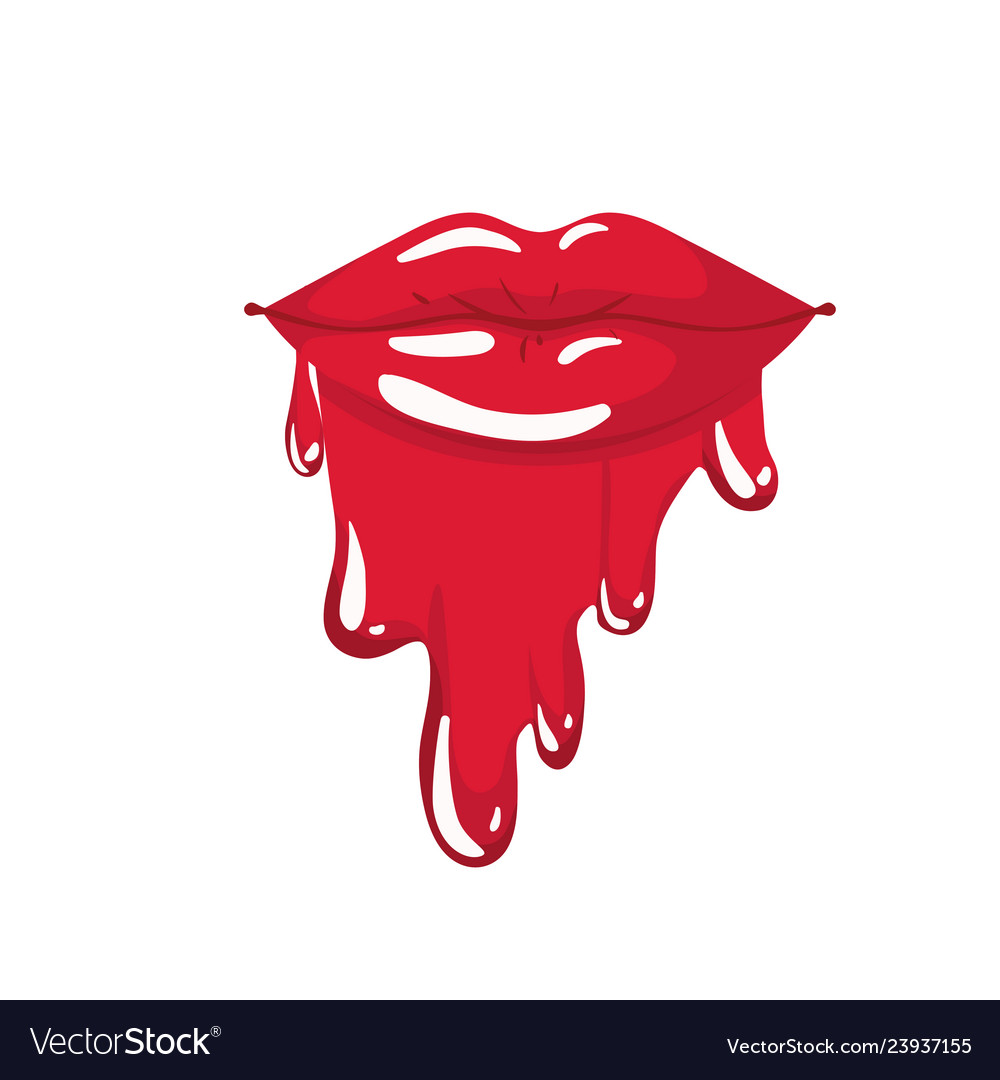 Female lips dripping isolated icon Royalty Free Vector Image