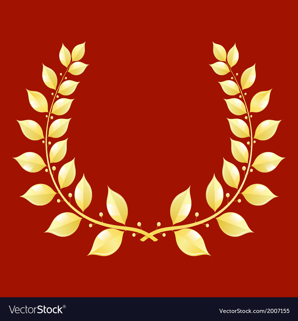 Gold laurel wreath on a red background