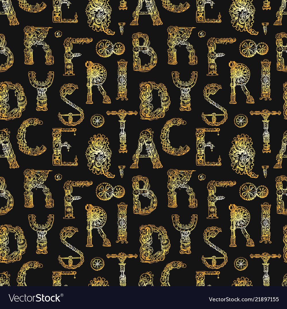 Hand drawn seamless pattern with mechanical vector image Hand drawn seamless pattern with mechanical
