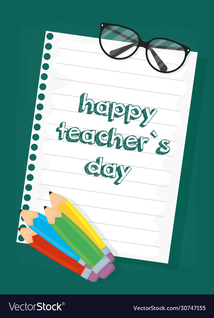 Happy teachers day celebration with pencils colors