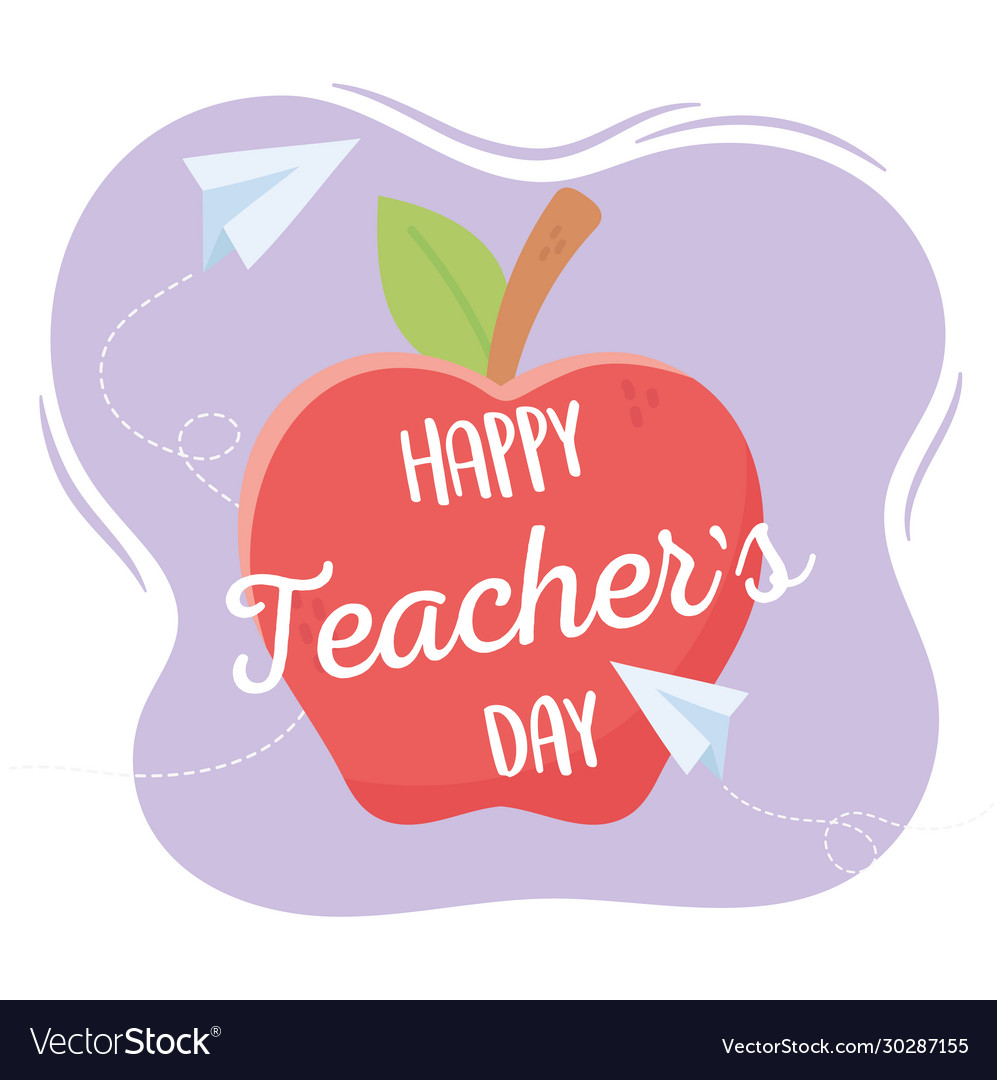 Happy teachers day school apple paper planes