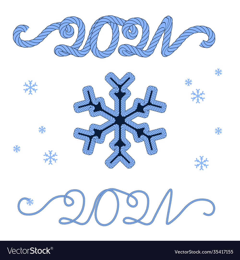 New year 2021 numbers rope icons symbols signs