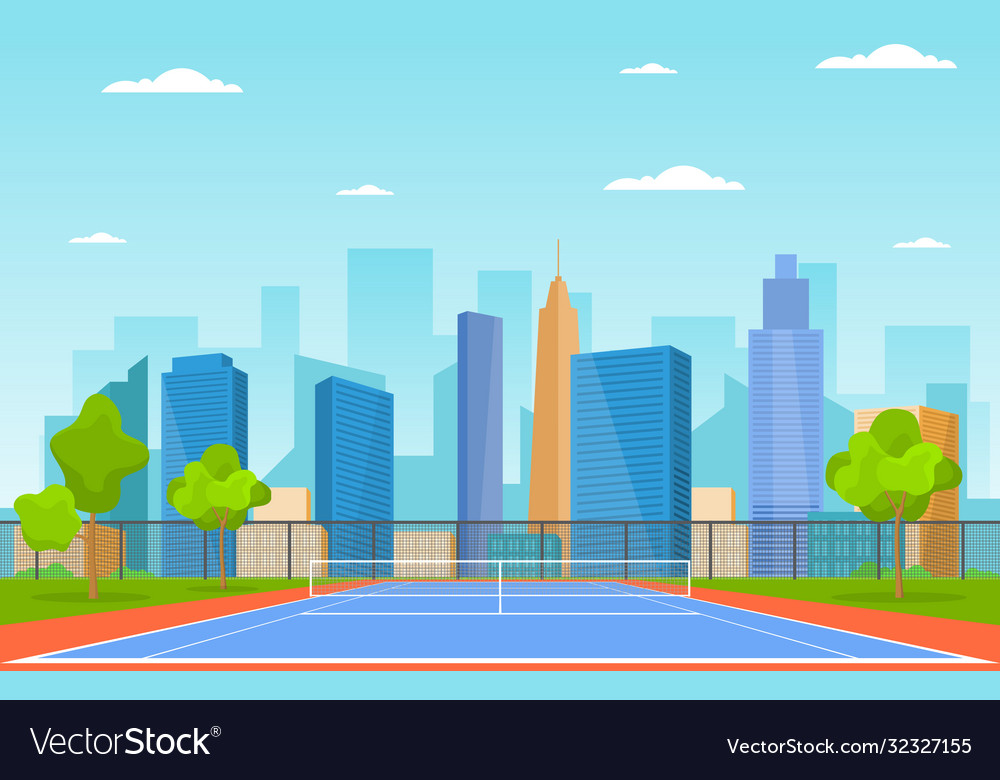Outdoor tennis court sport game recreation vector image Outdoor tennis court sport game recreation