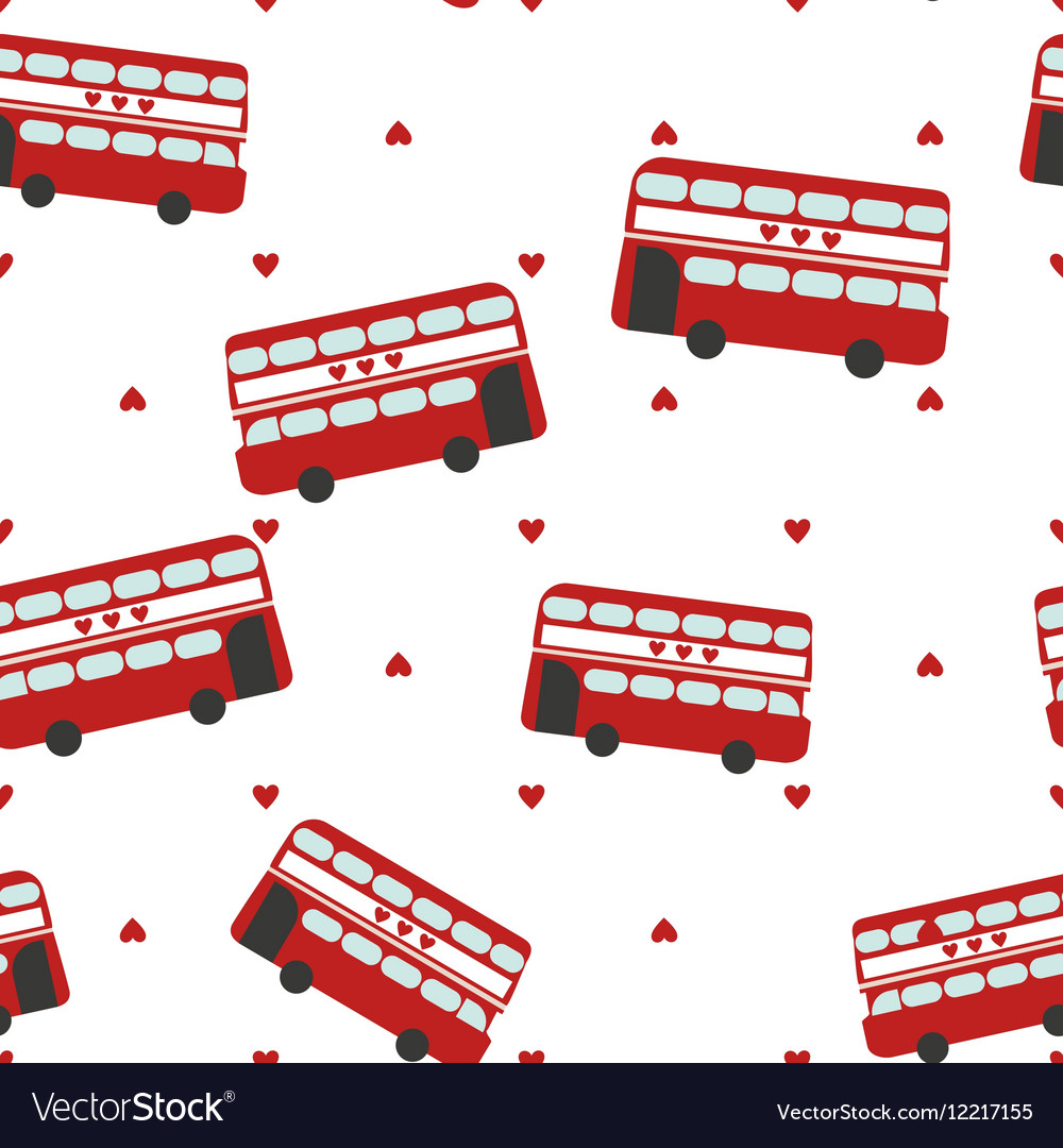 Seamless pattern with red bus for sightseeing