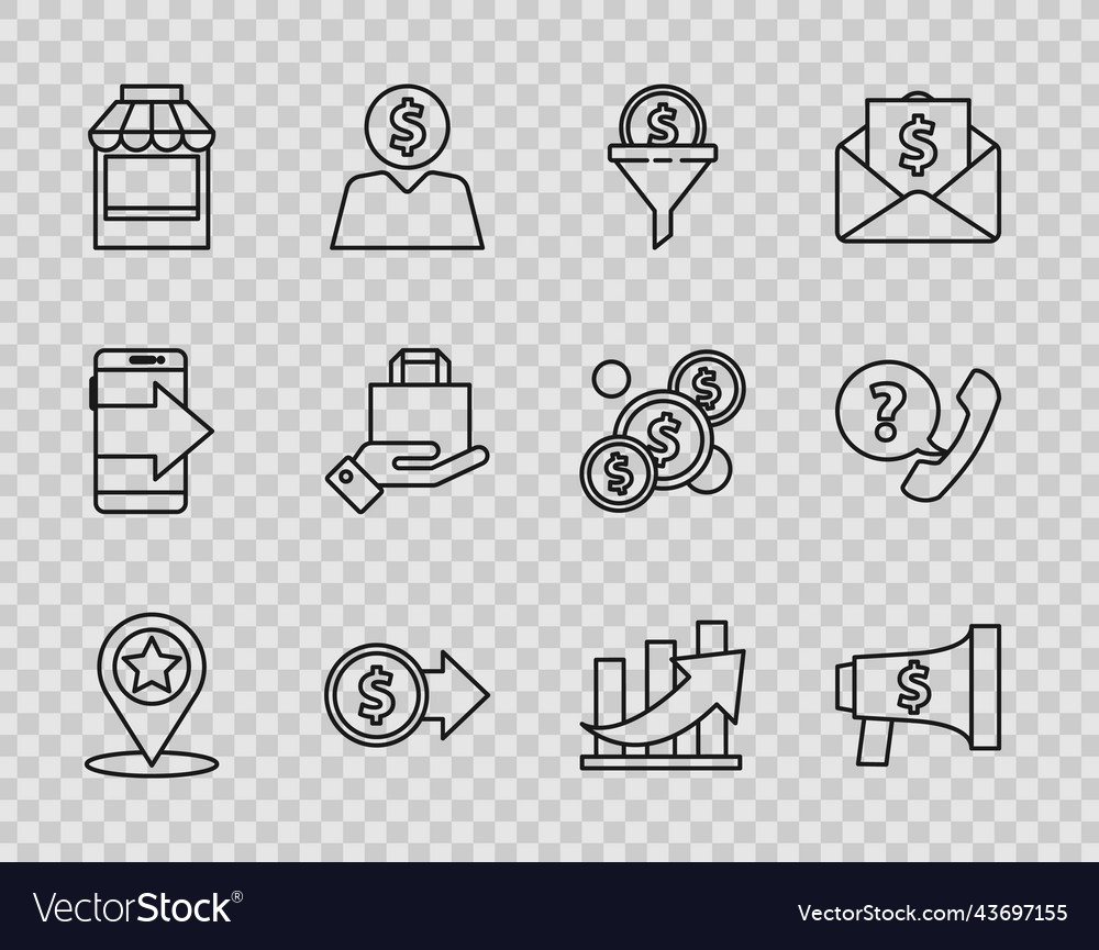 Set line map pointer with star coin money symbol vector image Set line map pointer with star coin money symbol