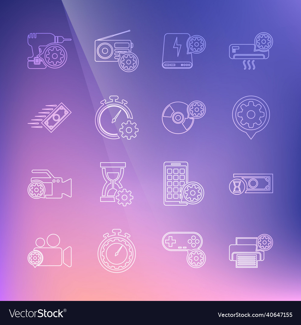 Set line printer setting fast payments vector image Set line printer setting fast payments