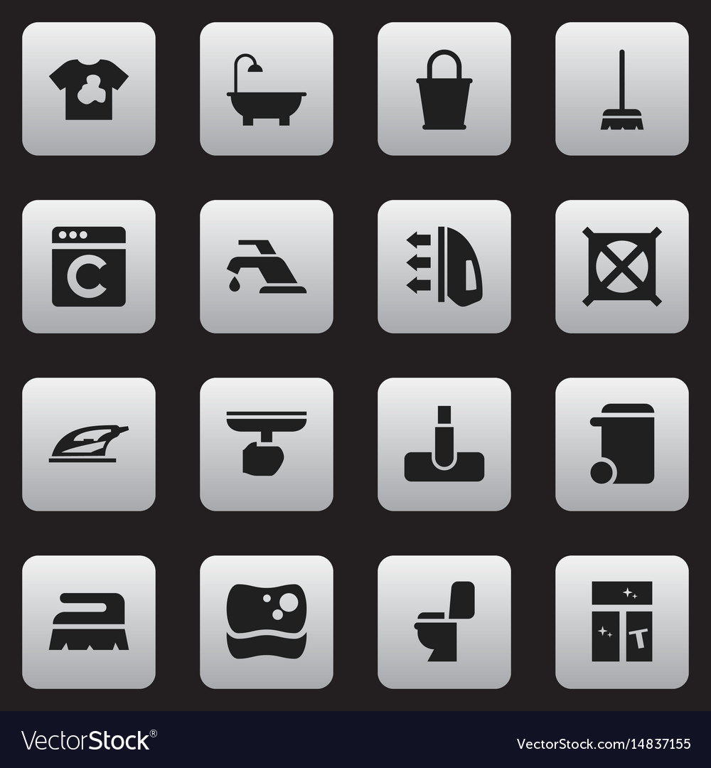 Set of 16 editable cleanup icons includes symbols