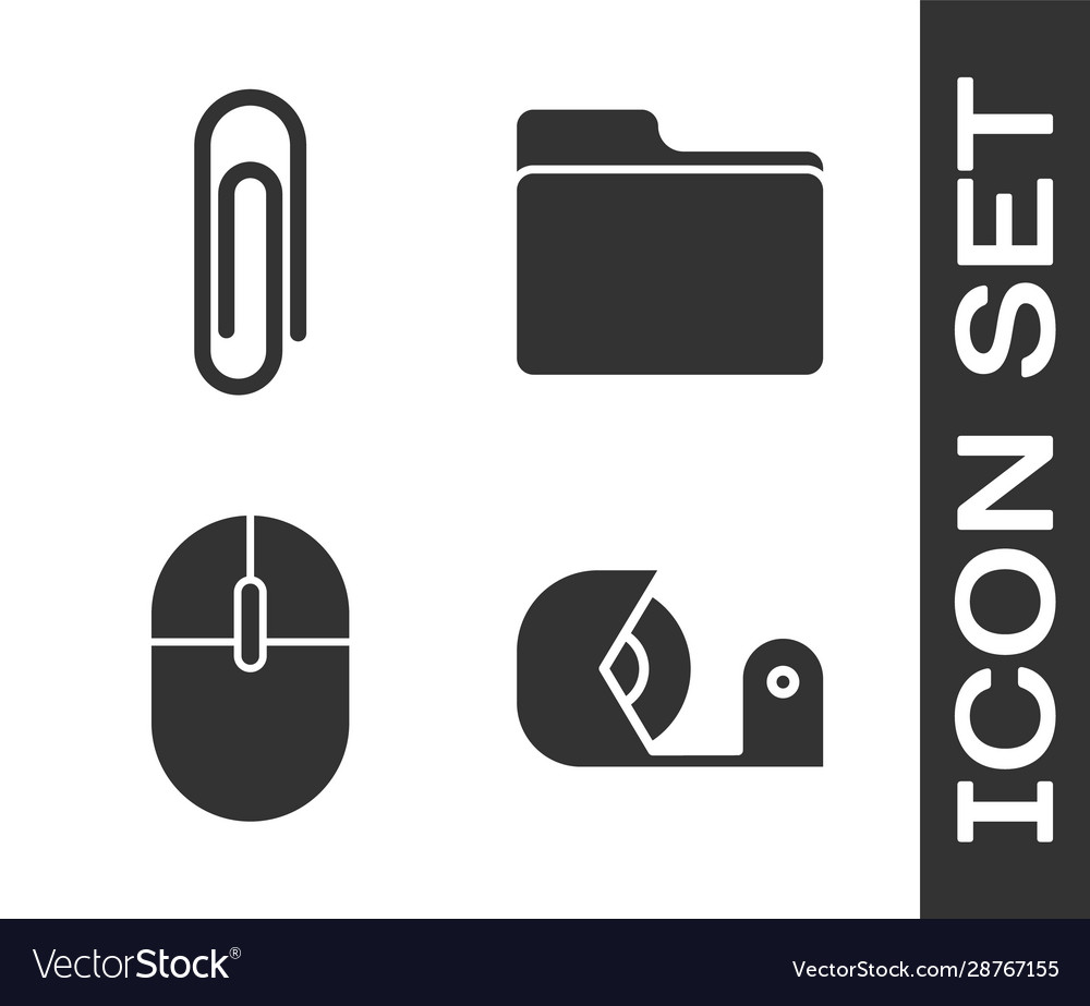 Set scotch paper clip computer mouse and document vector image Set scotch paper clip computer mouse and document