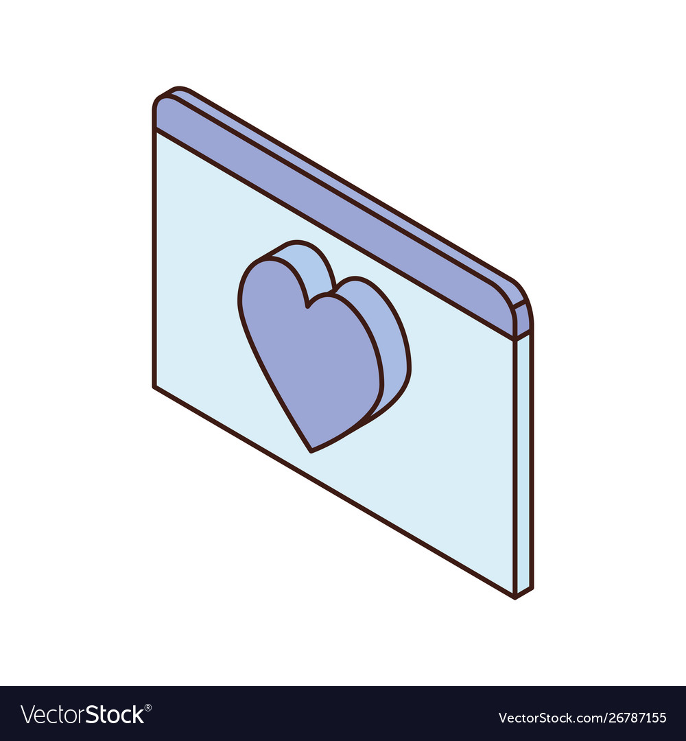 Speech bubble in 3d with heart on white background