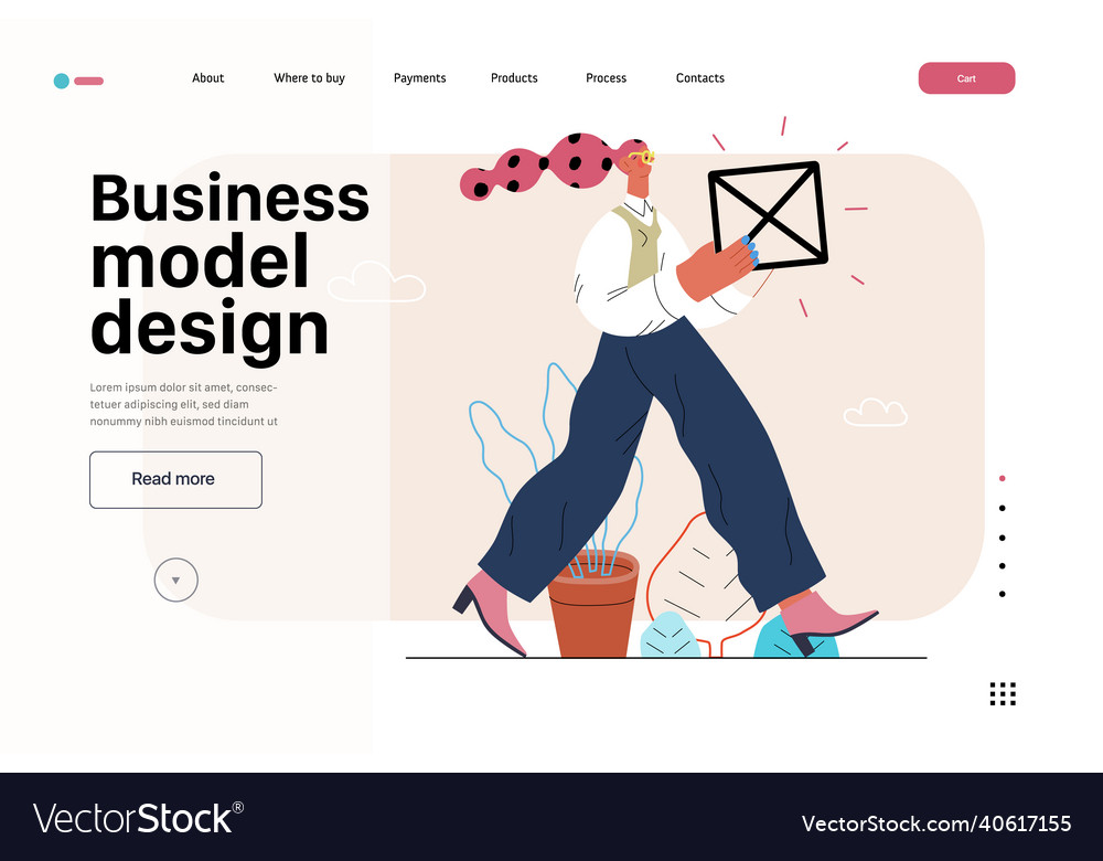 Startup website landing template vector image Startup website landing template