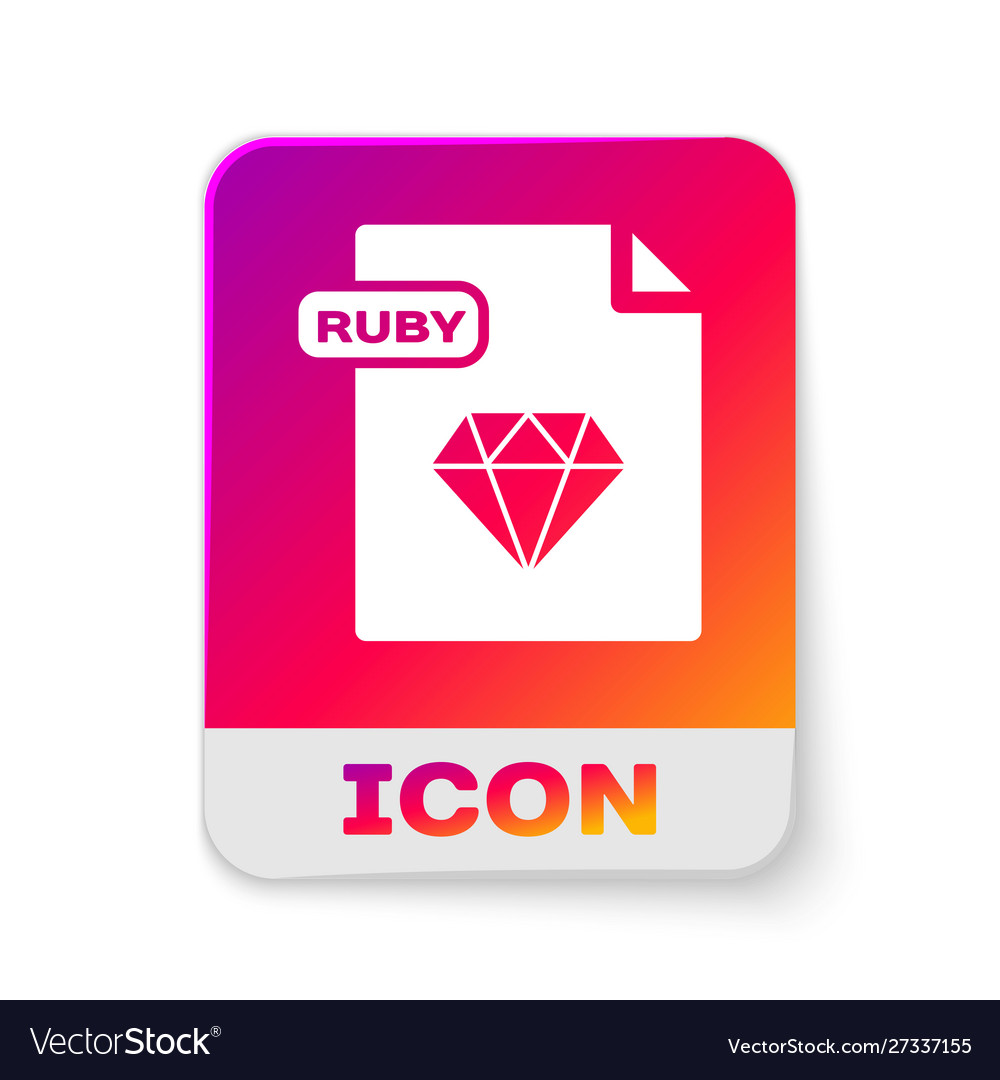 White ruby file document download button vector image White ruby file document download button