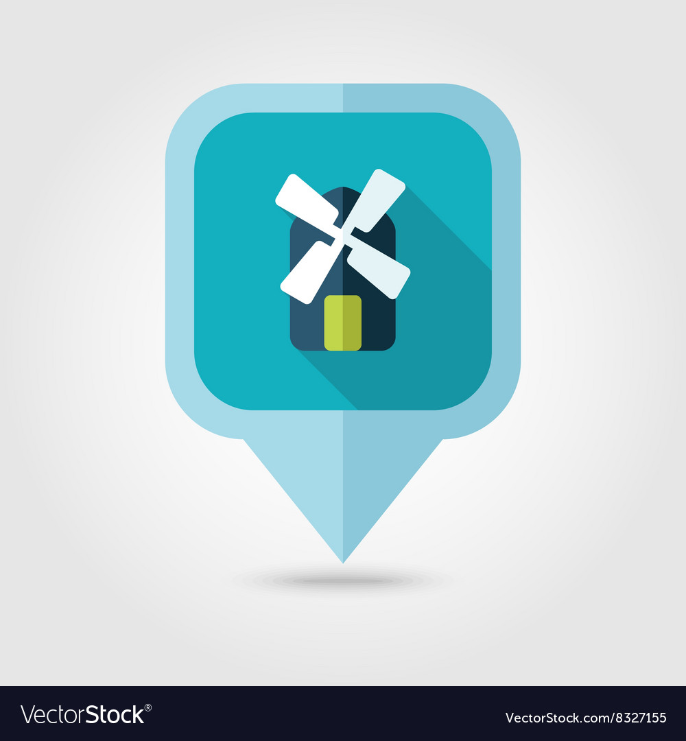 Windmill flat pin map icon pointer