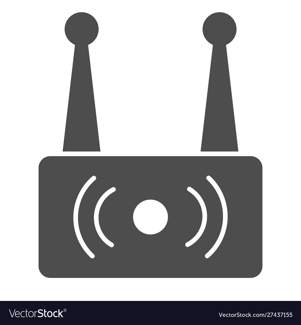 Wireless router solid icon wi fi network vector image Wireless router solid icon wi fi network