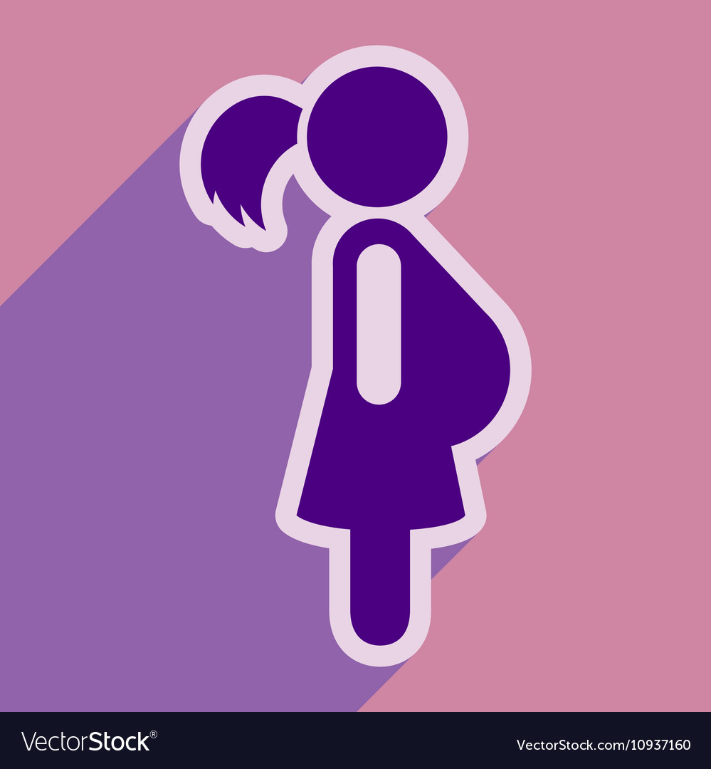 Flat icon with long shadow pregnant girl
