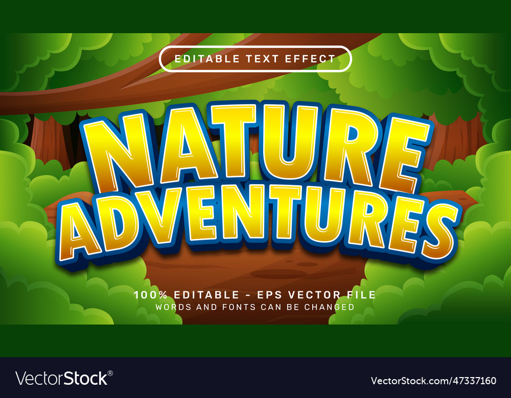 Nature adventure 3d text effect and editable