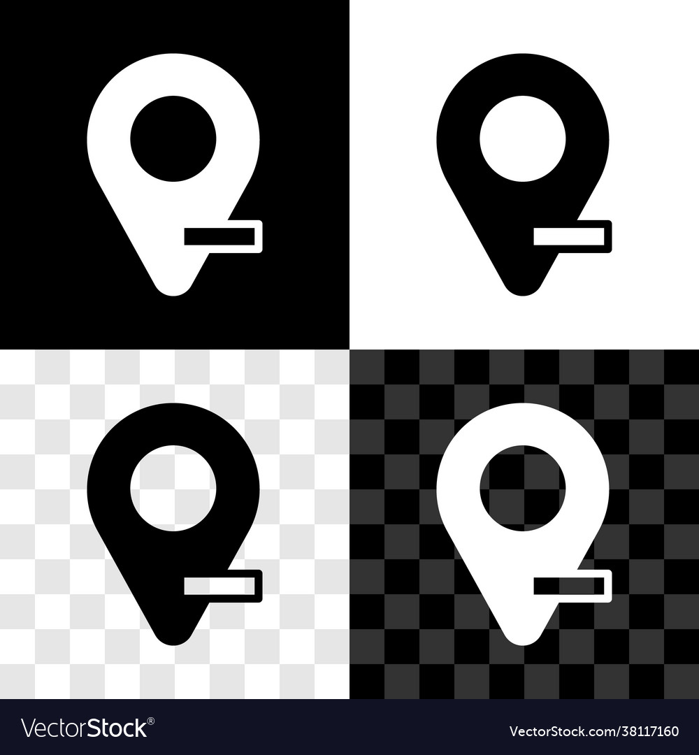 Set Map Pin Icon Isolated On Black And White Vector Image 2340