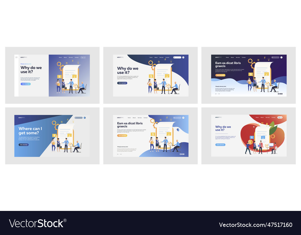 Set of managers developing financial report Vector Image