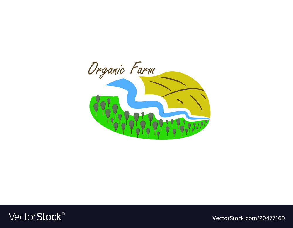 Template logo for organic farm with river