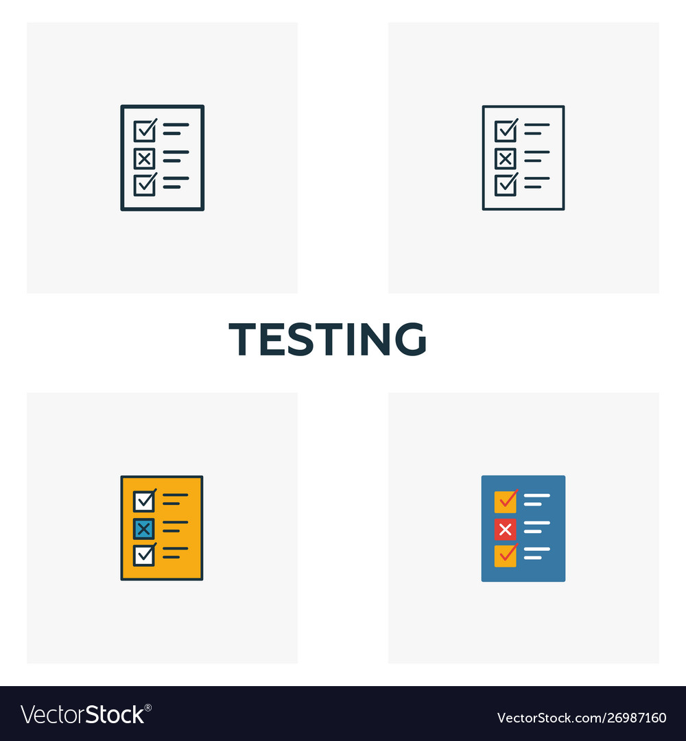 Testing icon set four elements in different styles vector image Testing icon set four elements in different styles