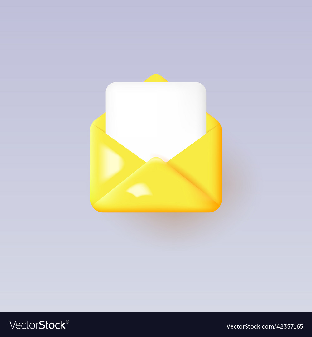 3d message icon with empty sheet on gray