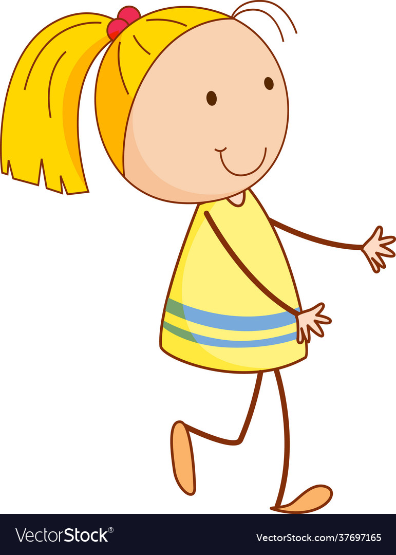 A girl cartoon character in doodle style isolated Vector Image