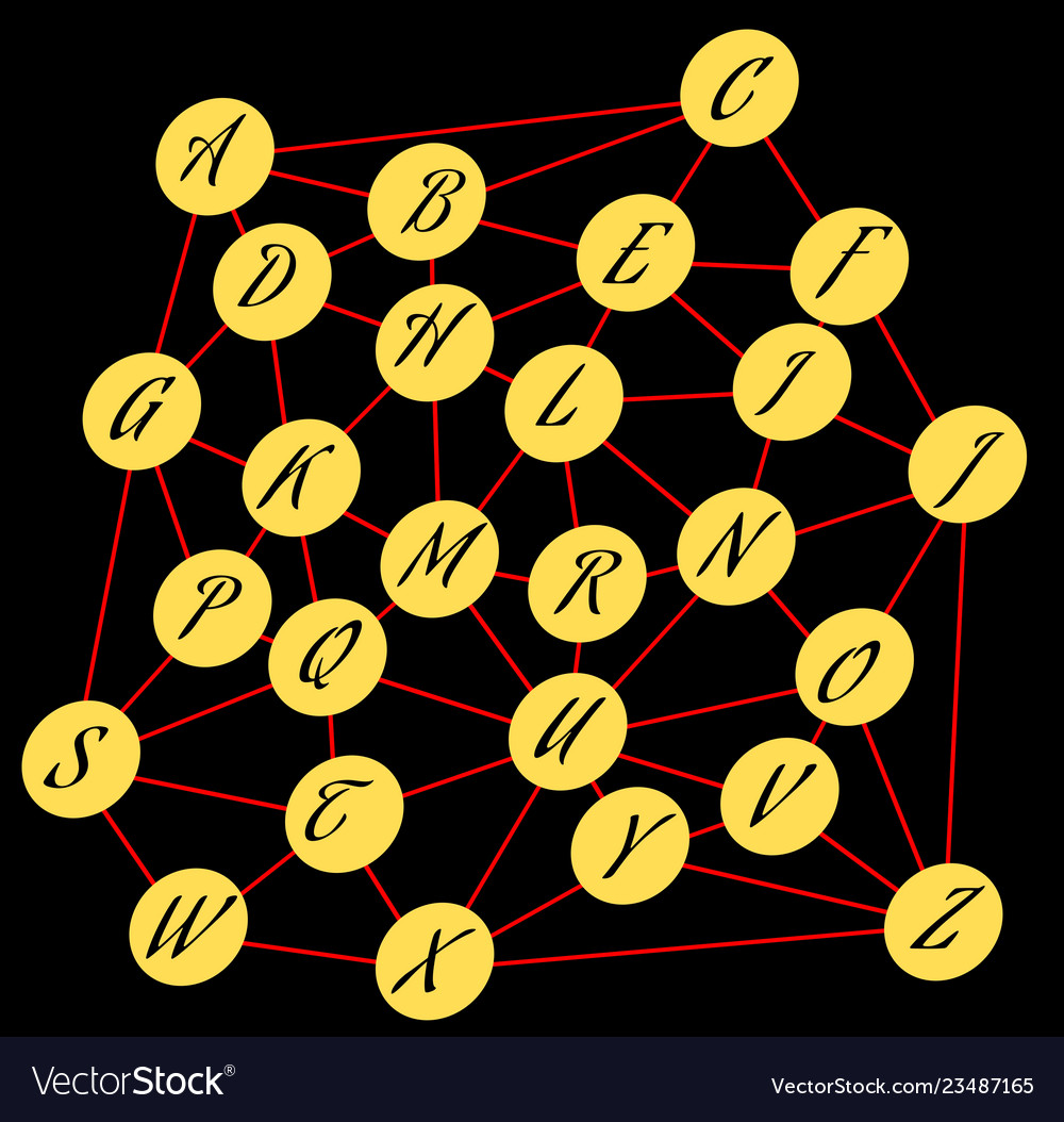 Alphabet in mesh network with letters abstract