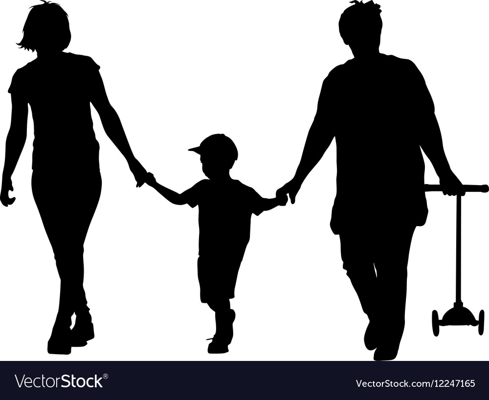 Black silhouette of mother grandmother
