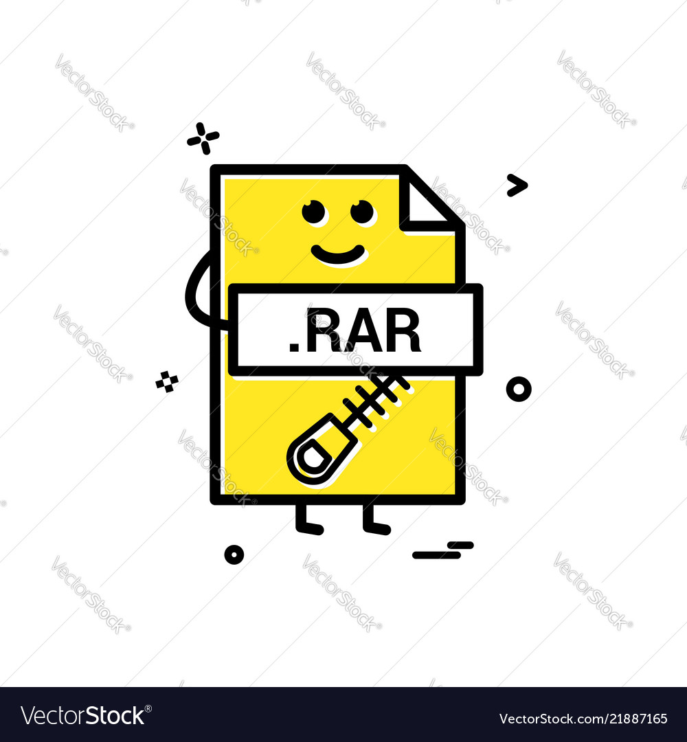 Computer rar file format type icon design vector image Computer rar file format type icon design