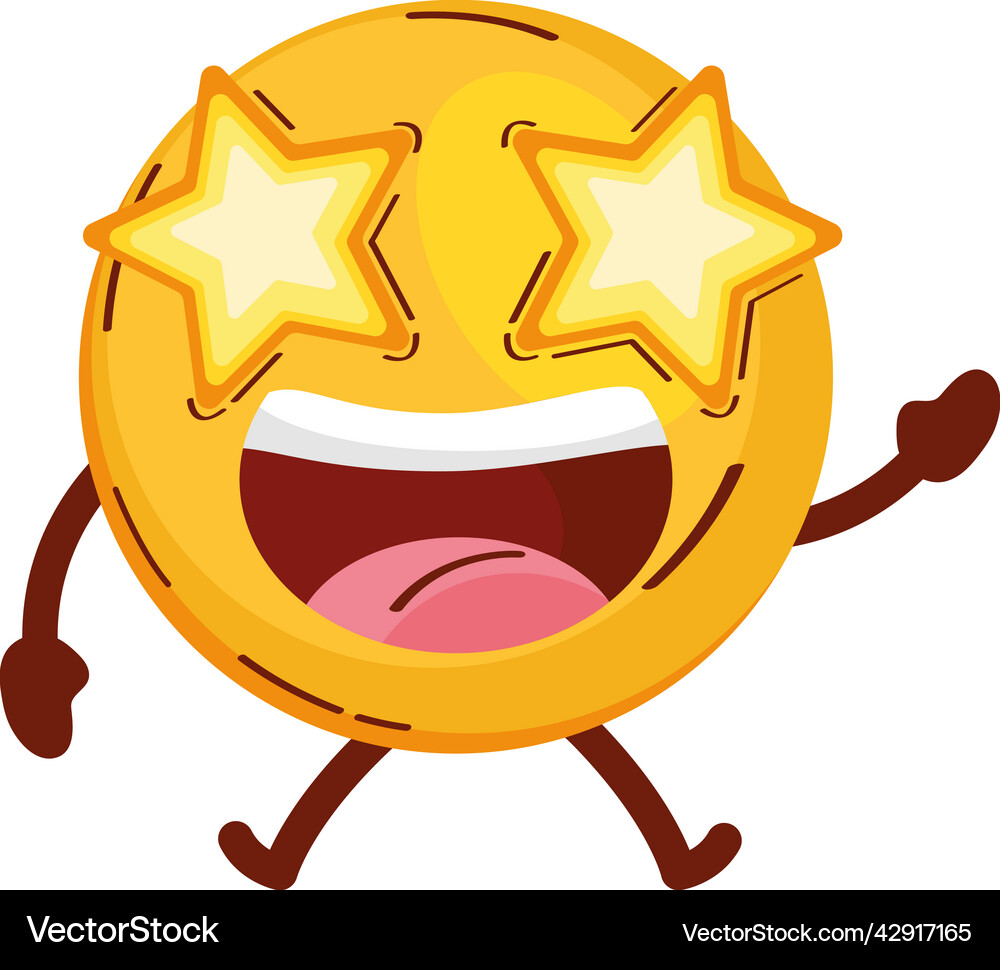 Emoji with eyes stars Royalty Free Vector Image