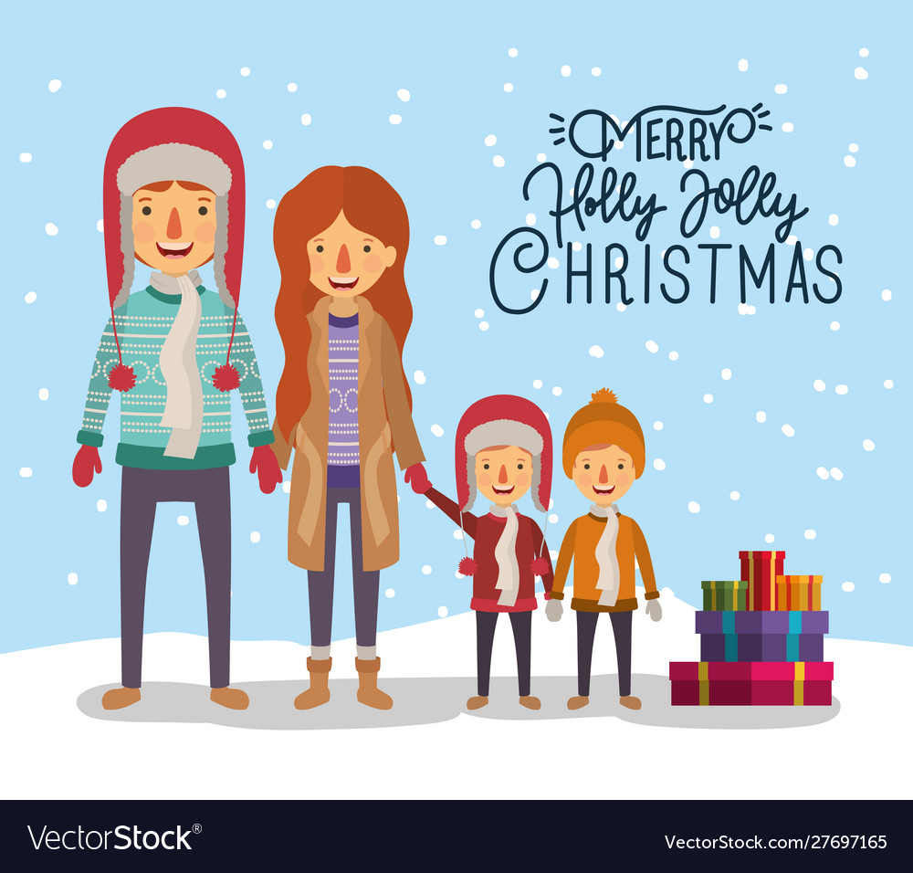 Family members celebrating christmas Royalty Free Vector