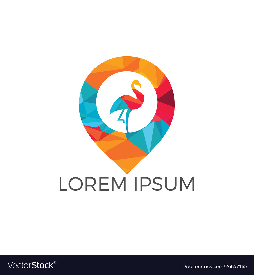 Flamingo and map pointer logo design