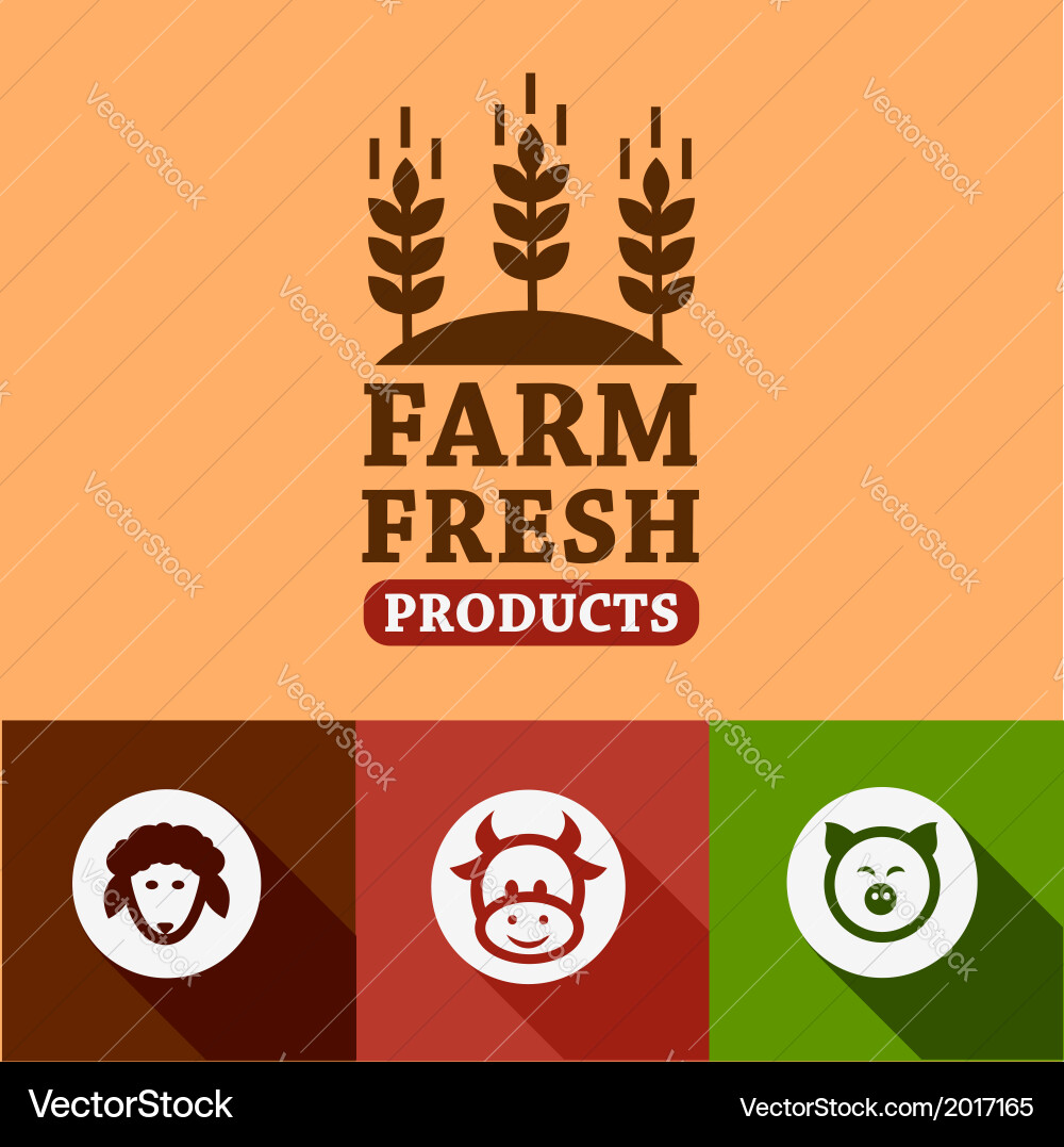 Flat farm products emblems Royalty Free Vector Image