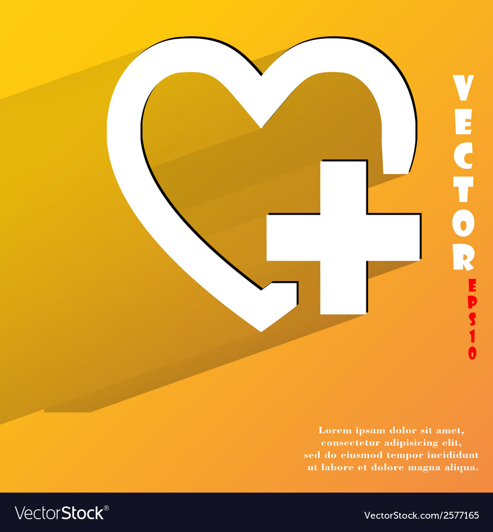 Heart flat modern web button with long shadow