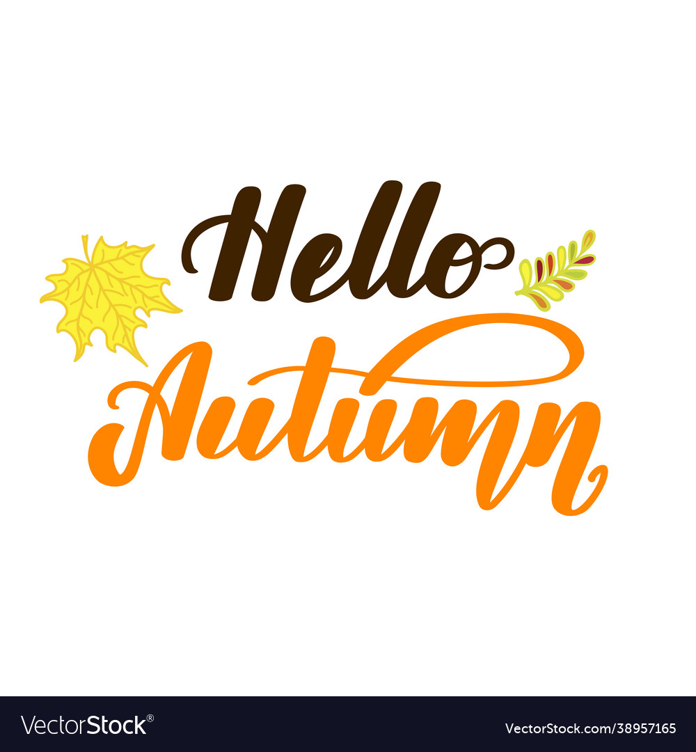 Hello autumn handwritten lettering isolated