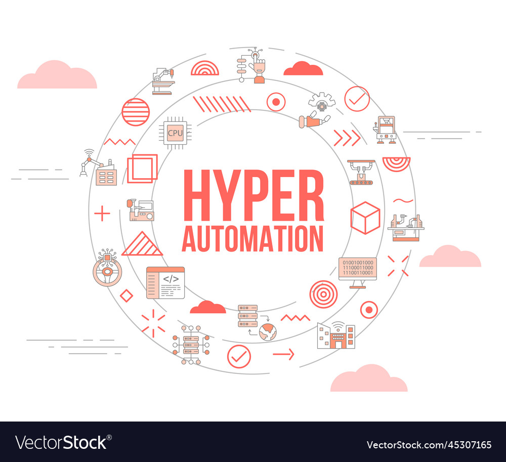 Hyper automation concept with icon set template