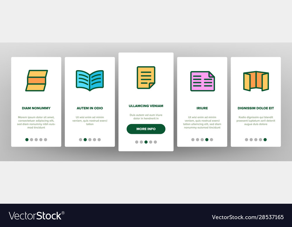 Leaflet paper onboarding icons set vector image Leaflet paper onboarding icons set