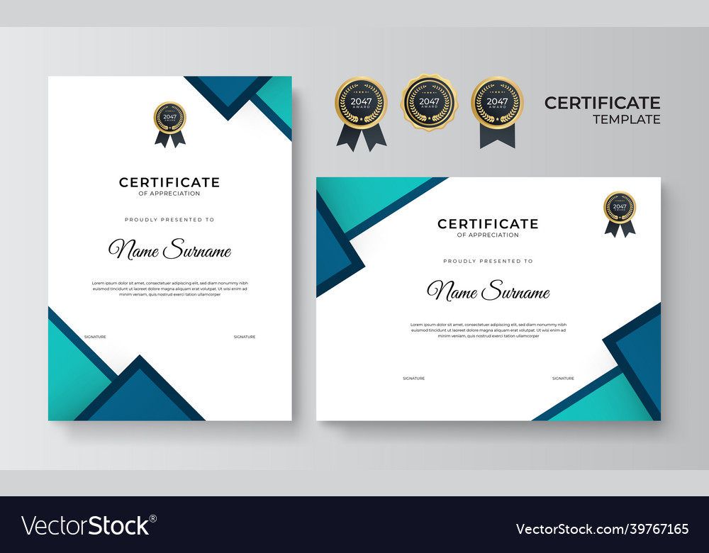 Modern elegant blue and green tosca diploma Vector Image